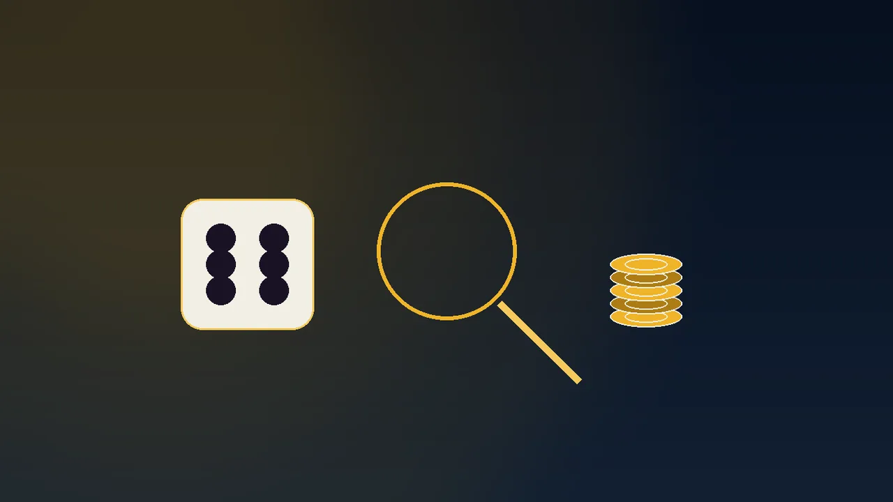 navy casino felt with a gold paytable card and stacked chips, the Reel Kingdom motif
