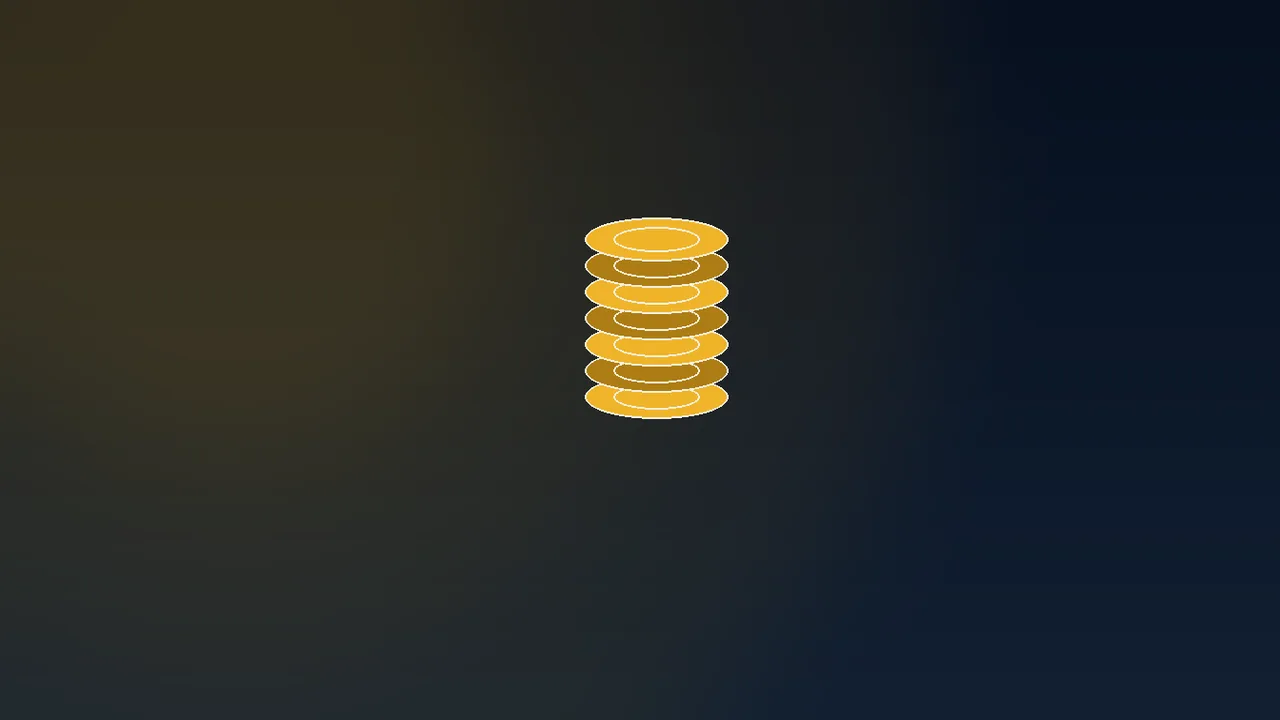Navy and gold paytable motif with reels, coins and a gold magnifier