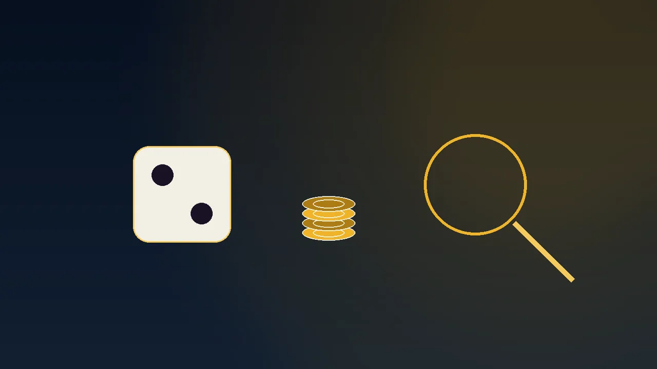Gold coins stacked beside navy reels under a low gold ceiling