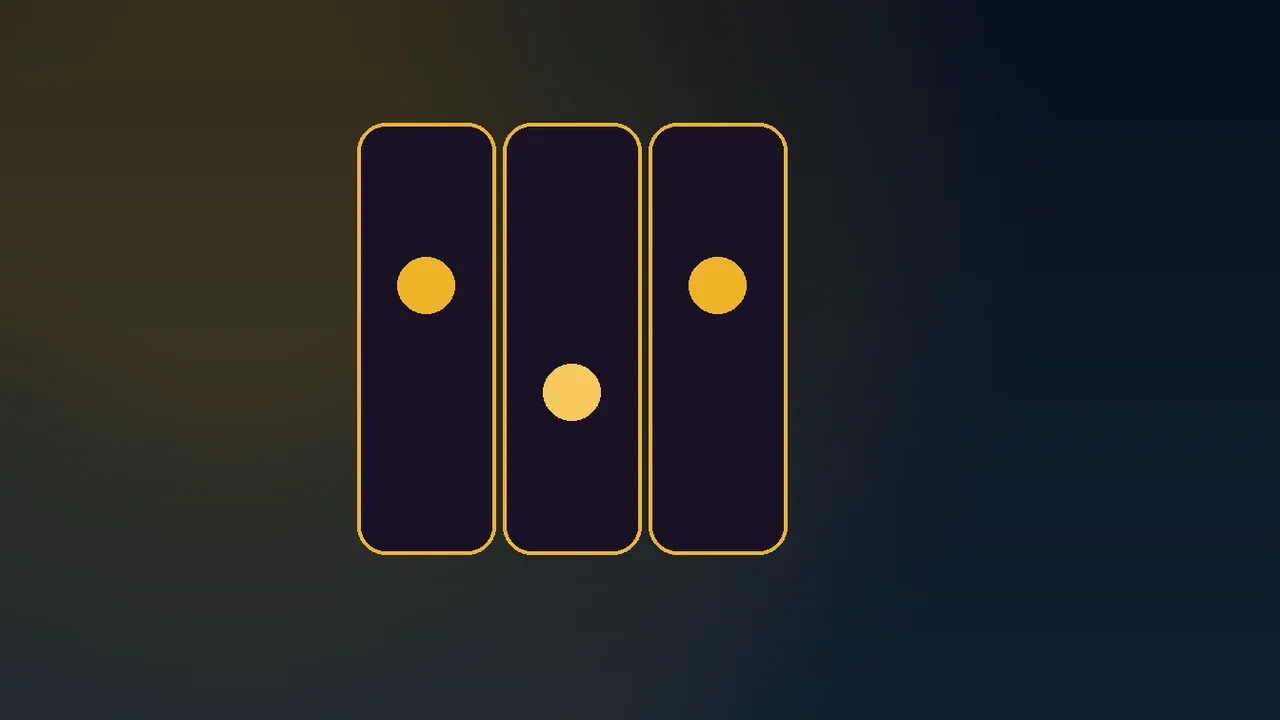 Navy and gold paytable grid beside stylised gold slot reels