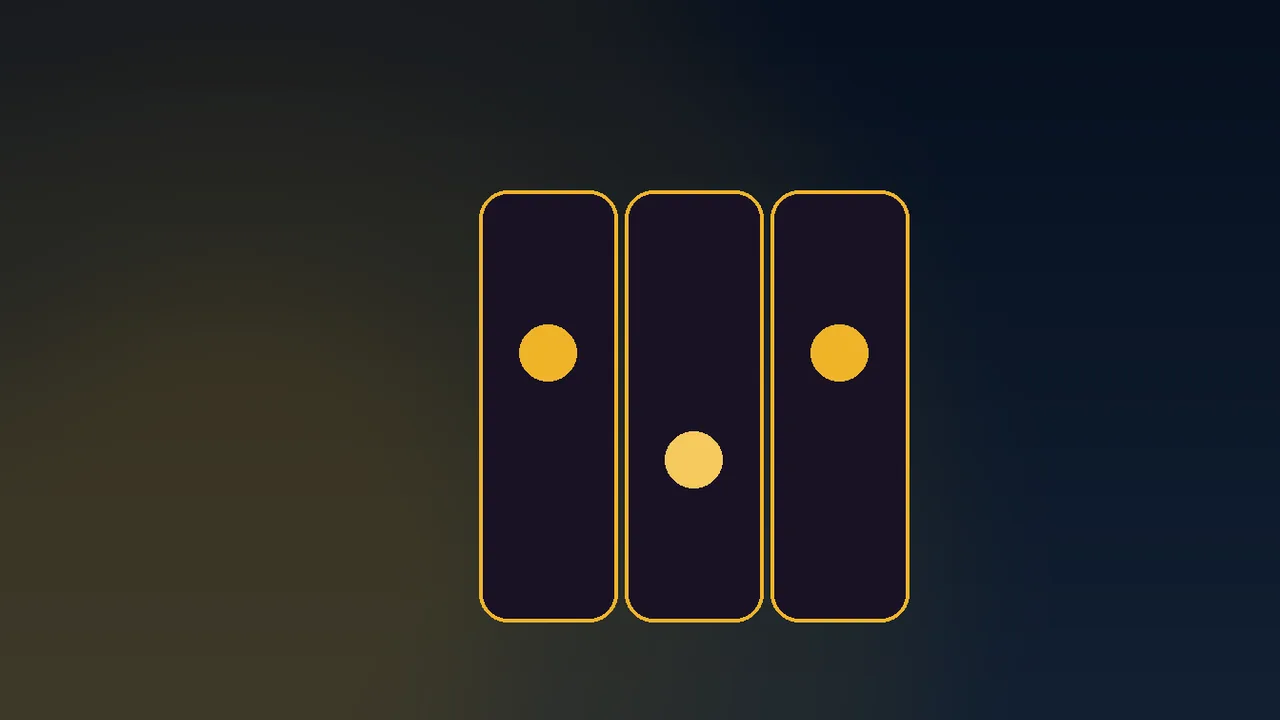 Gold coins stacked on a navy paytable with reel icons