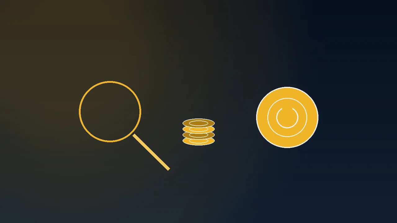 gold paytable rows over navy with crypto network nodes and coins