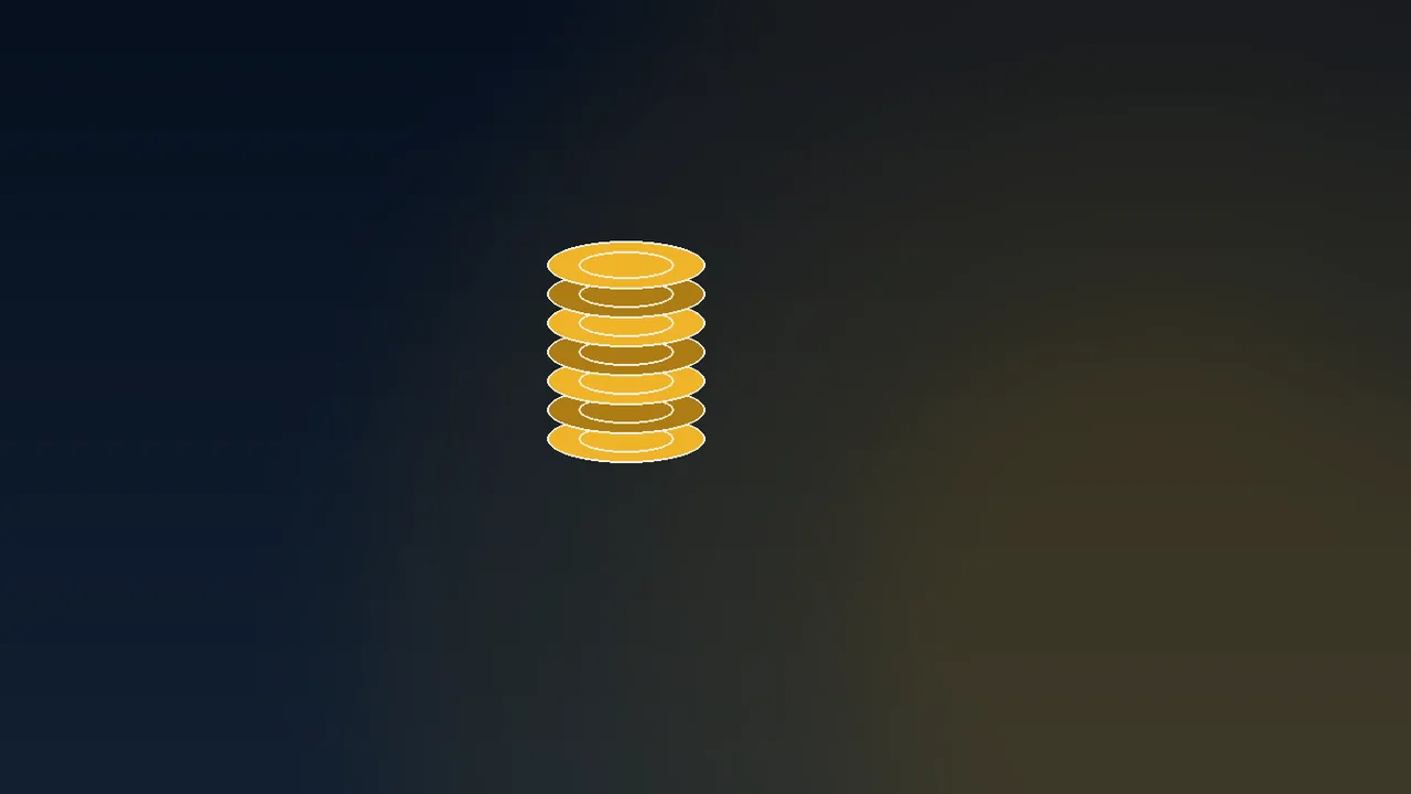 Gold wallet card on navy paytable grid beside brass coin stack