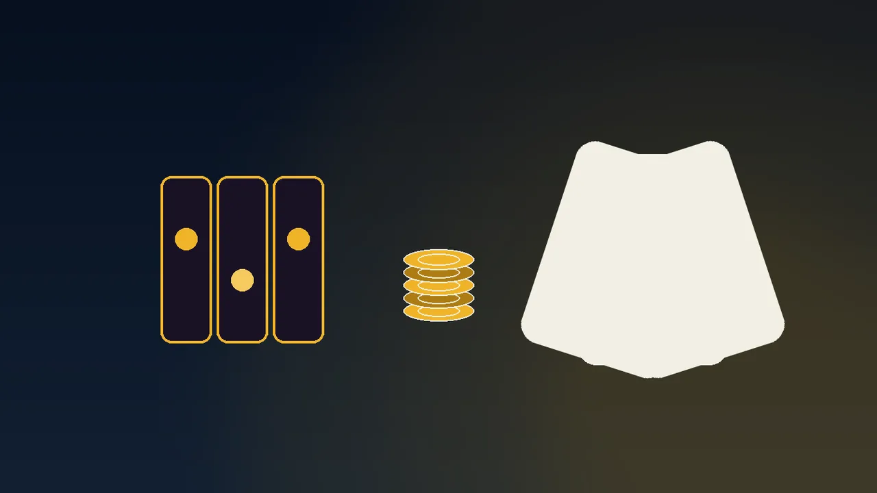 Navy gold paytable with blank unprinted rows and archive motif