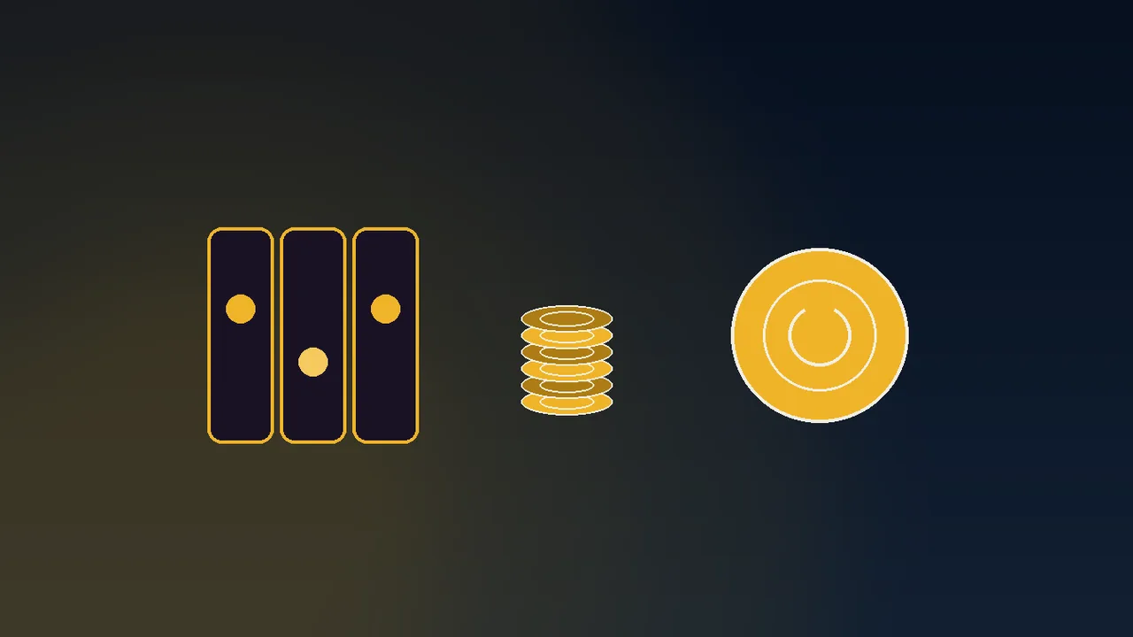 Navy paytable with seventy gold spin coins and a gold cap row