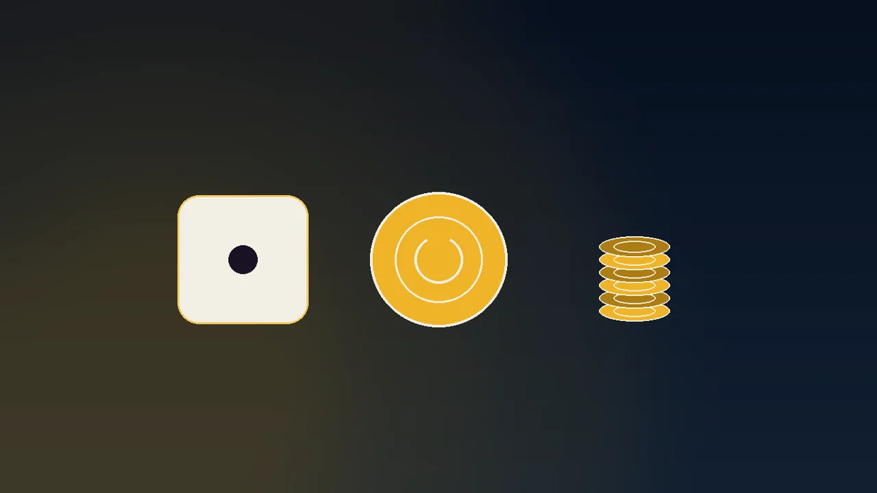 gold calculator beside stacked chips on navy felt, the Reel Kingdom motif