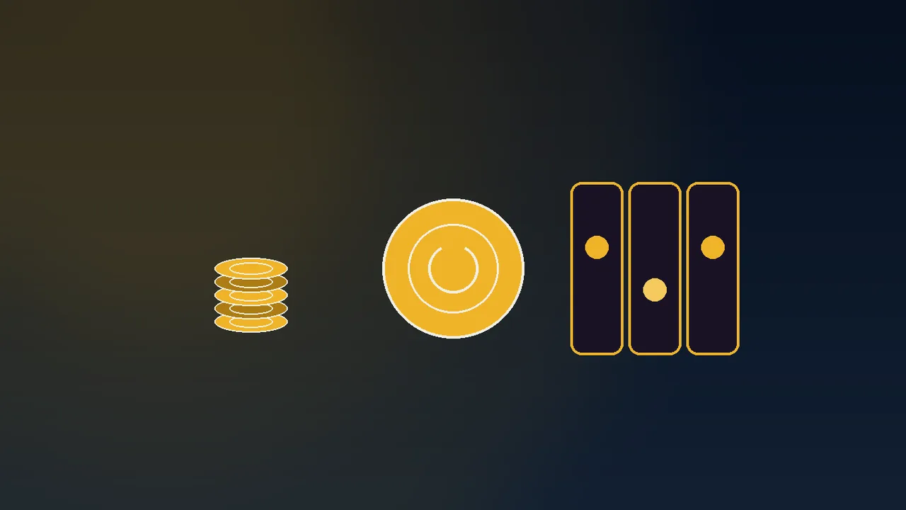 Navy and gold paytable calendar beside gold coin stacks and reels