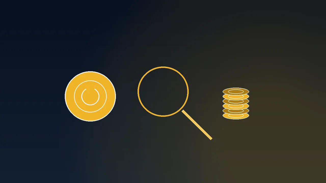 gold crypto coins stacked beside navy paytable rows and network nodes