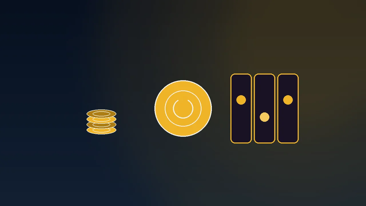 Gold cap line above navy reels on a paytable