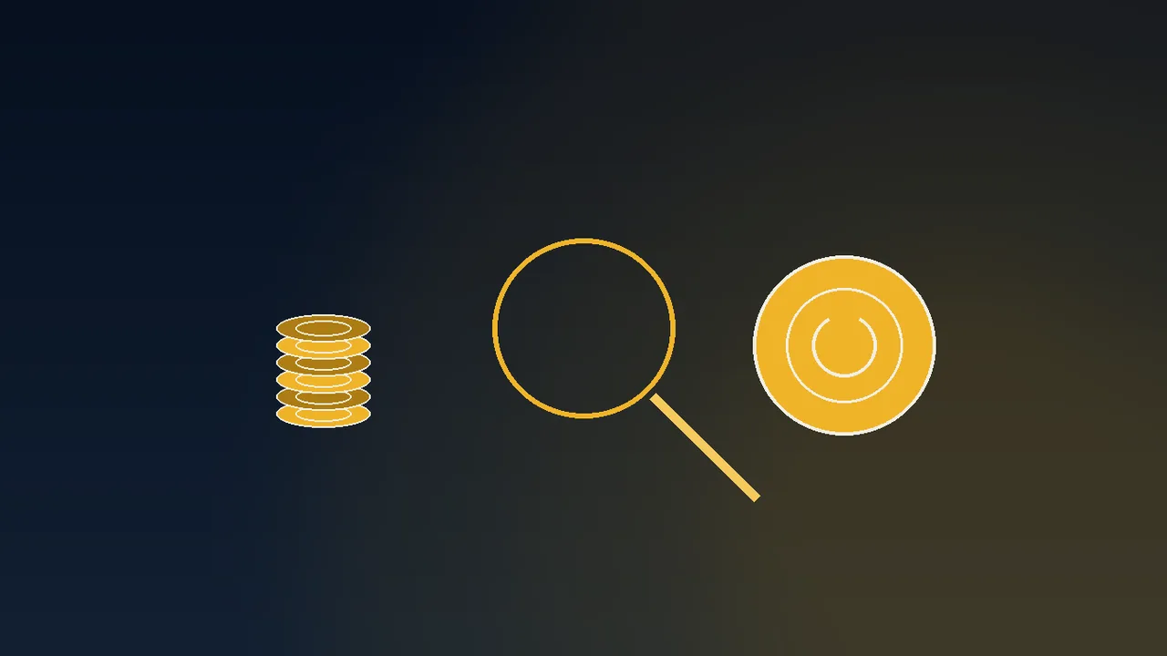 Five gold coins on a navy paytable with ladder rows