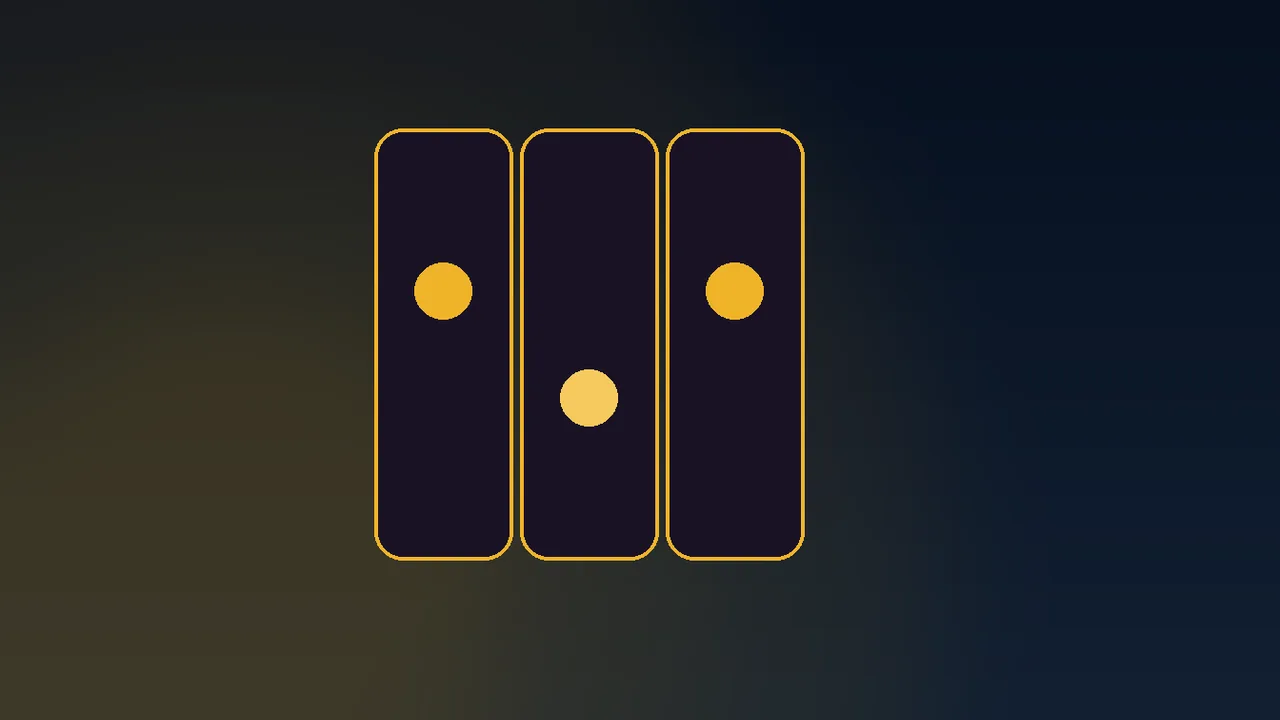 two hundred gold spin counters arranged on a navy grid