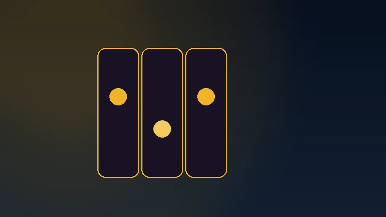 Navy paytable card with gold cap line above thirty spin tokens