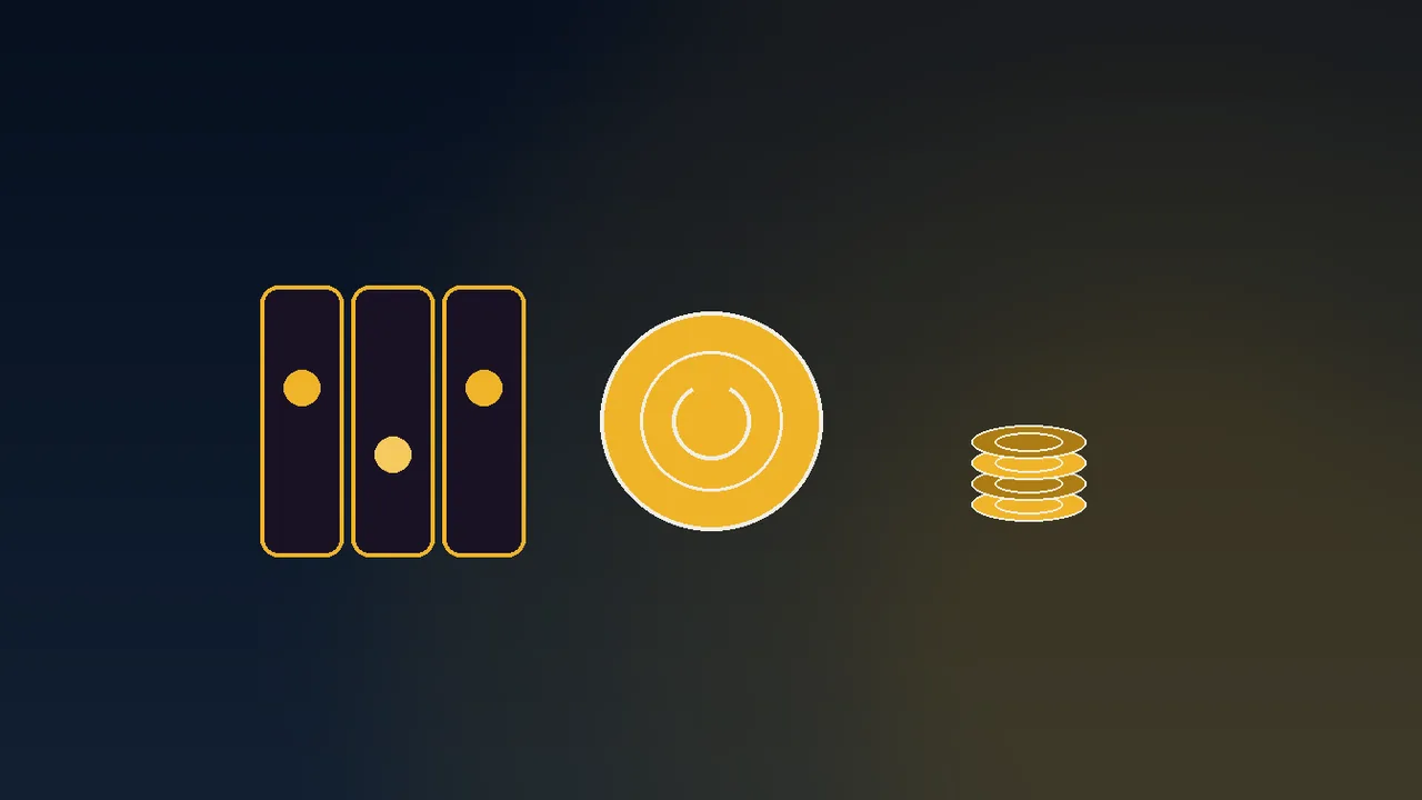 Navy and gold exchange table with ten chips and four spin tranche strips