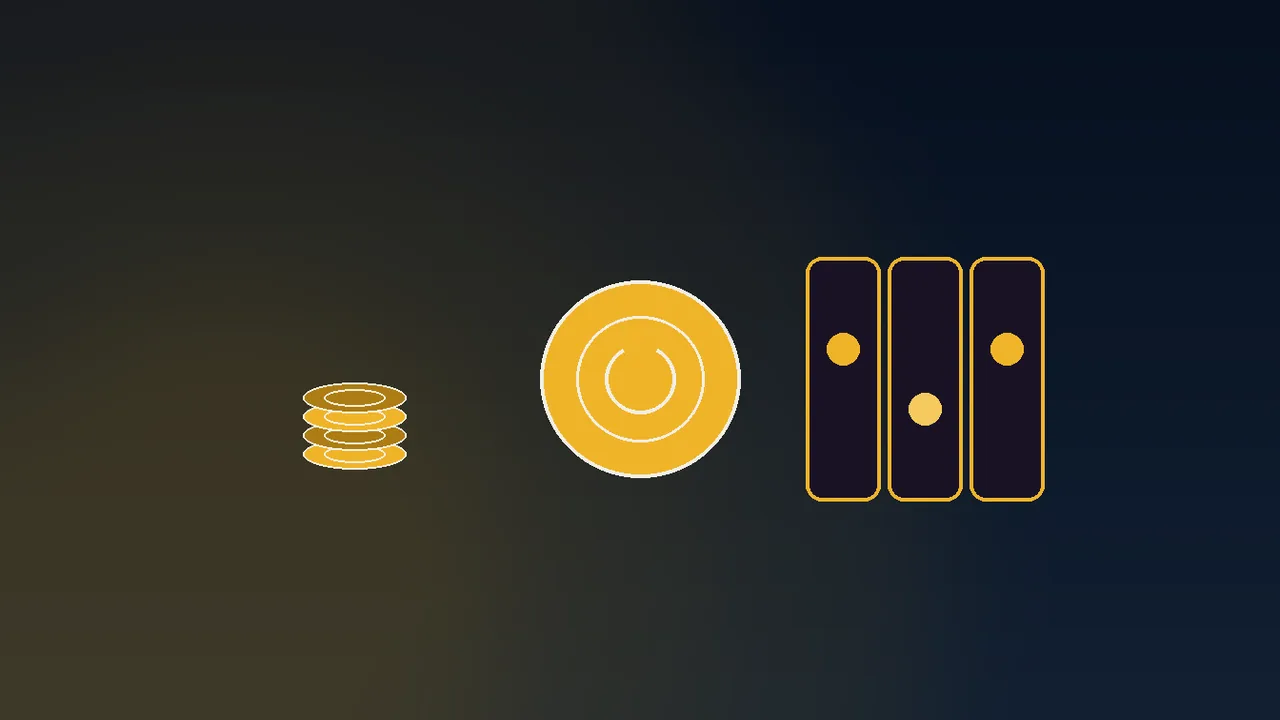 Gold-outlined slot reels beside a navy paytable with expanding symbol grid
