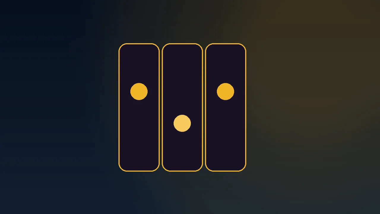 Gold-outlined slot reels beside a navy paytable with expanding symbol grid