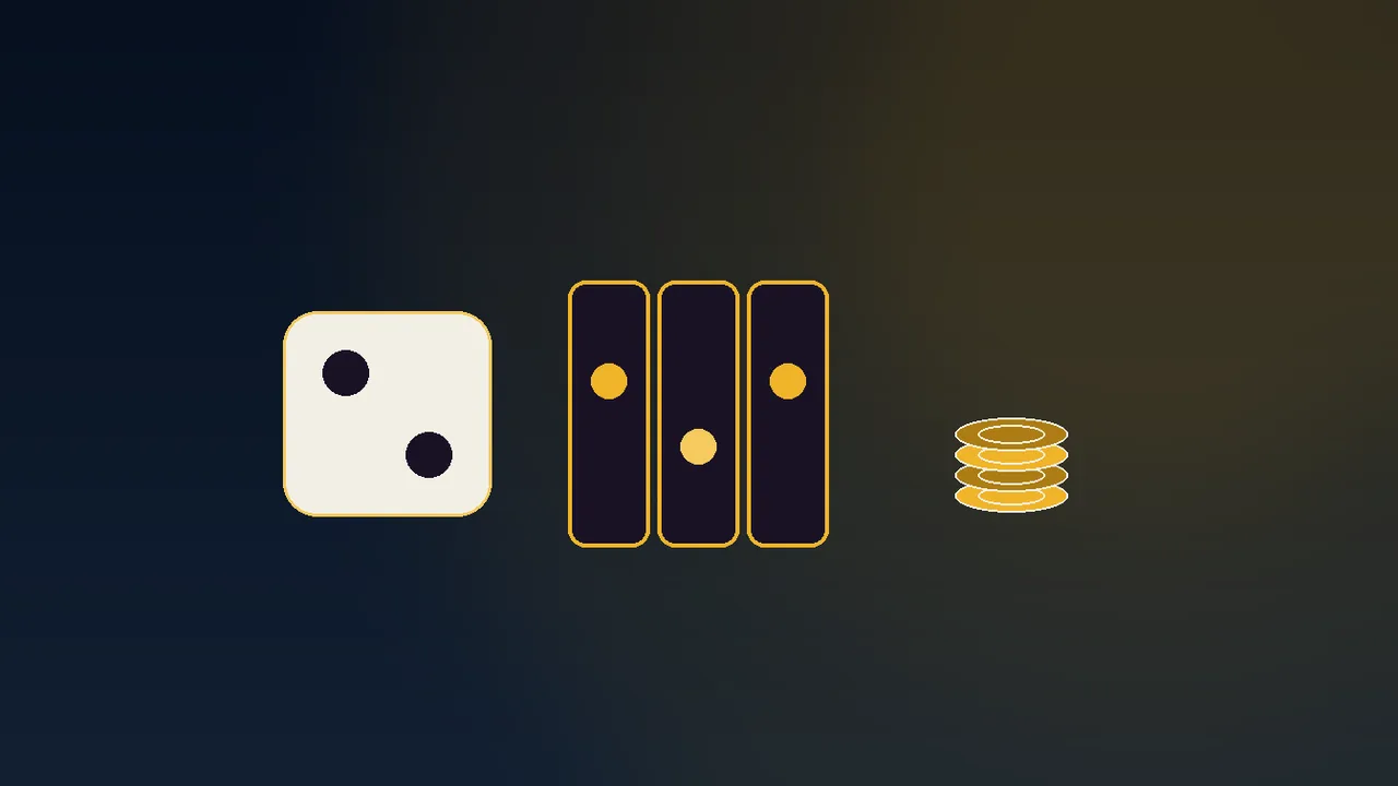 Navy grid of twenty small gold paytable cards