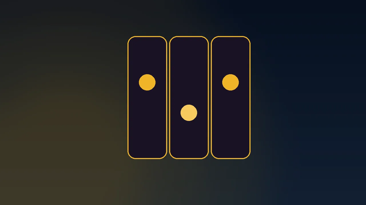 Navy bundle paytable card with gold row lines and six spin tokens