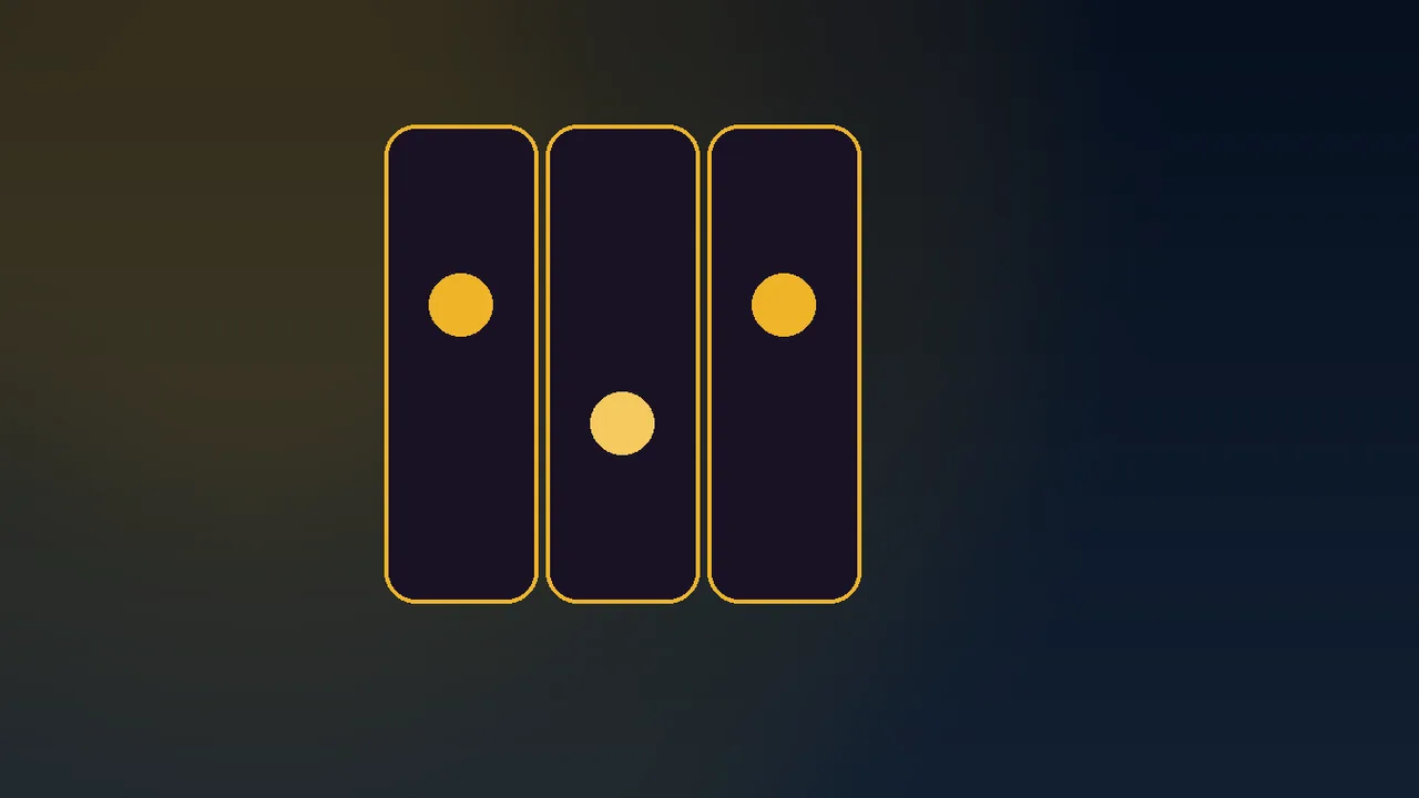 Navy reel set with gold fish symbols above a volatility band chart